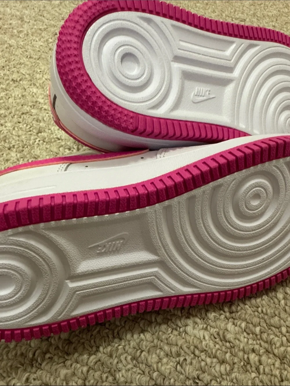 Nike Kids White and Hot Pink Sneakers